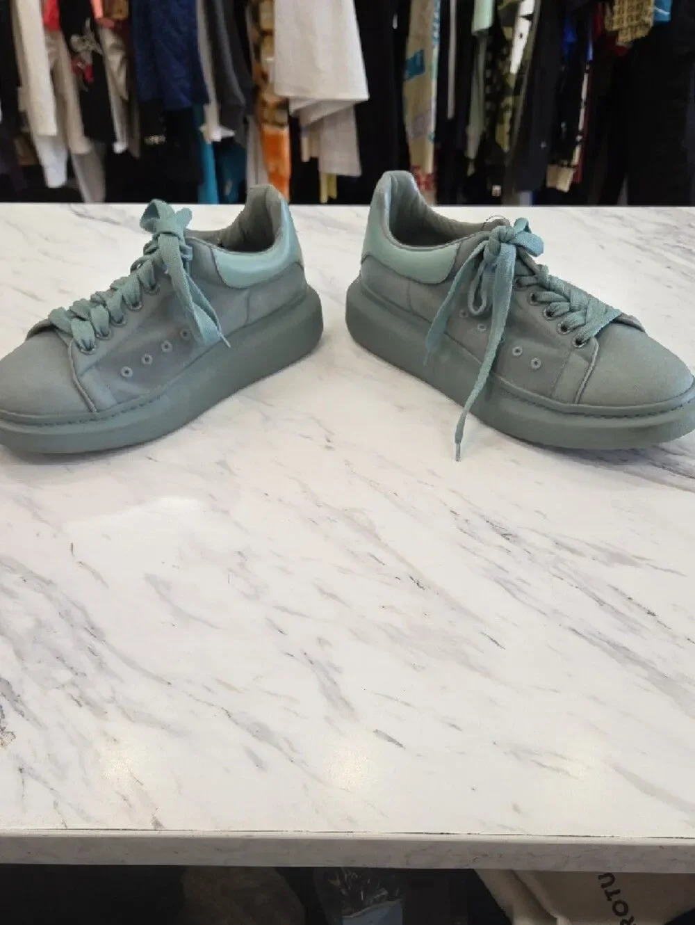 Alexander McQueen Mint Green Oversized Sneakers